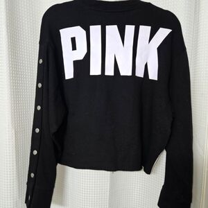 Victorias Secret PINK crop snap sleeve boyfriend sweater (Medium)